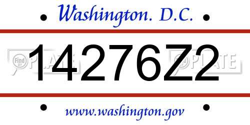 14276Z2 District Of Columbia License Plate