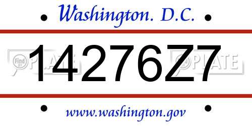 14276Z7 District Of Columbia License Plate