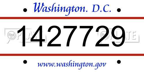 1427729 District Of Columbia License Plate