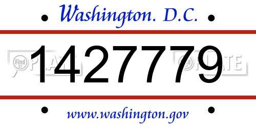 1427779 District Of Columbia License Plate