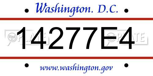 14277E4 District Of Columbia License Plate
