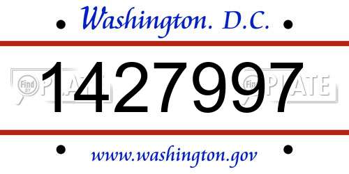 1427997 District Of Columbia License Plate