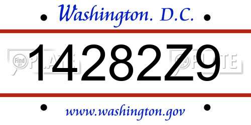 14282Z9 District Of Columbia License Plate