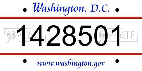 1428501 District Of Columbia License Plate