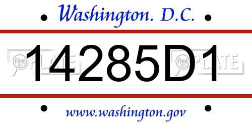 14285D1 District Of Columbia License Plate