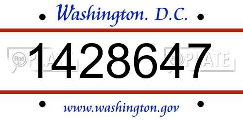 1428647 District Of Columbia License Plate