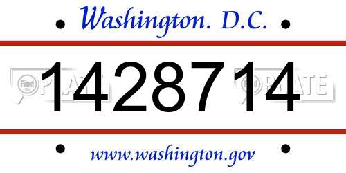 1428714 District Of Columbia License Plate