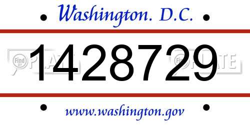1428729 District Of Columbia License Plate
