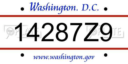 14287Z9 District Of Columbia License Plate