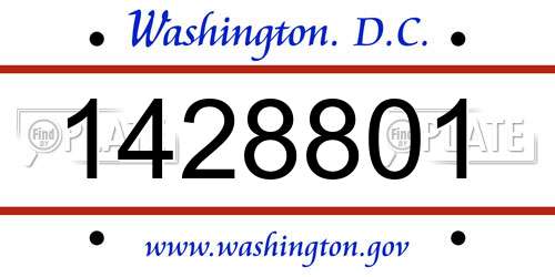 1428801 District Of Columbia License Plate