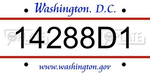 14288D1 District Of Columbia License Plate