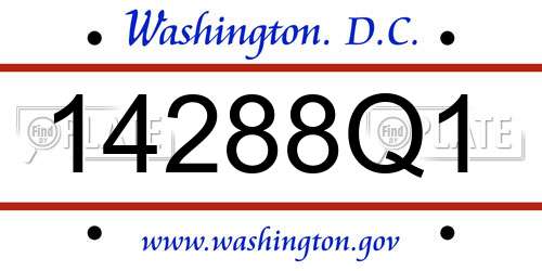14288Q1 District Of Columbia License Plate