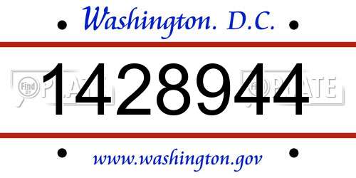 1428944 District Of Columbia License Plate