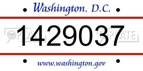 1429037 District Of Columbia License Plate