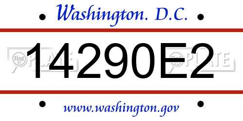 14290E2 District Of Columbia License Plate