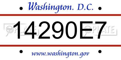 14290E7 District Of Columbia License Plate