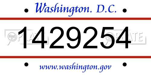 1429254 District Of Columbia License Plate