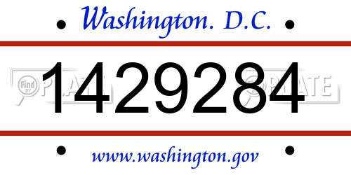 1429284 District Of Columbia License Plate