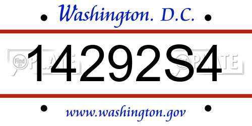 14292S4 District Of Columbia License Plate