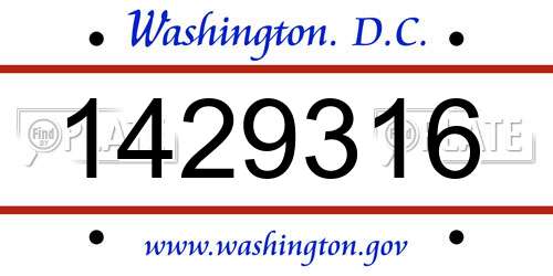 1429316 District Of Columbia License Plate