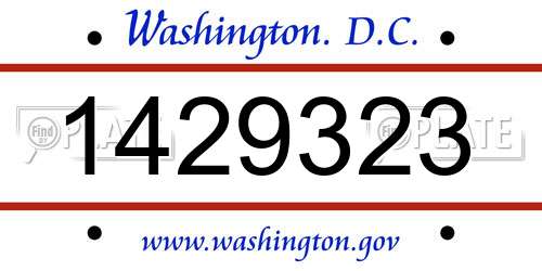 1429323 District Of Columbia License Plate