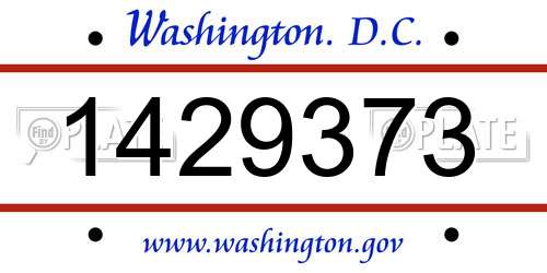1429373 District Of Columbia License Plate