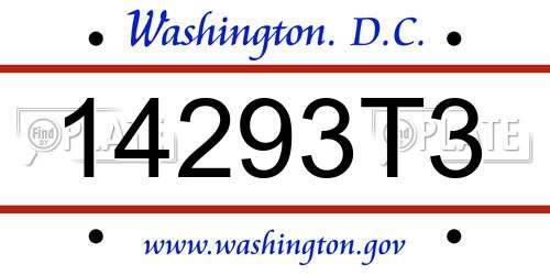 14293T3 District Of Columbia License Plate