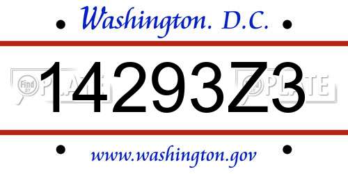 14293Z3 District Of Columbia License Plate