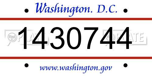1430744 District Of Columbia License Plate