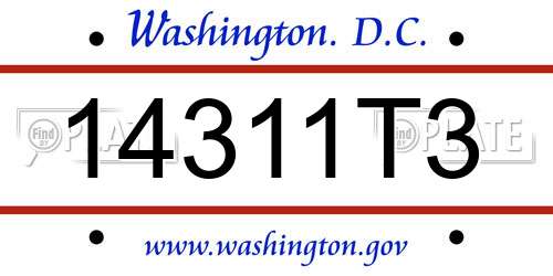 14311T3 District Of Columbia License Plate