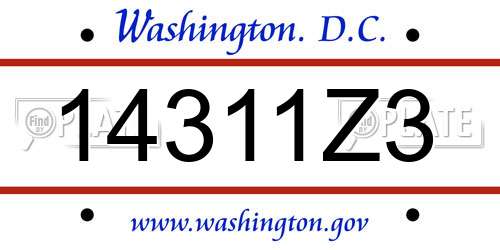 14311Z3 District Of Columbia License Plate