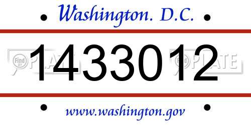 1433012 District Of Columbia License Plate