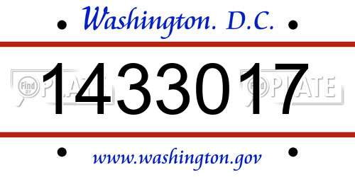 1433017 District Of Columbia License Plate