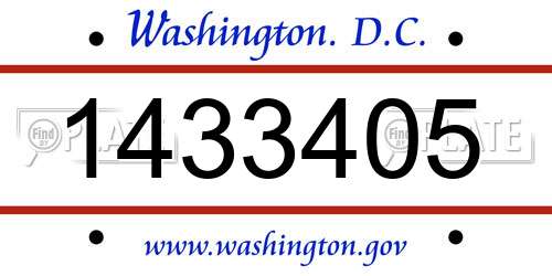 1433405 District Of Columbia License Plate