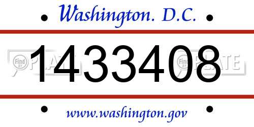 1433408 District Of Columbia License Plate