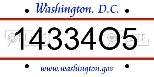 14334O5 District Of Columbia License Plate
