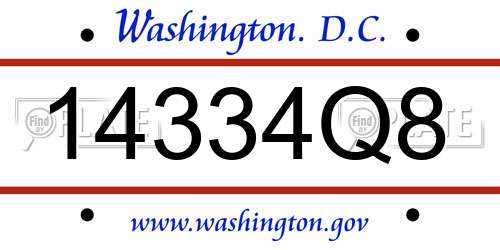 14334Q8 District Of Columbia License Plate