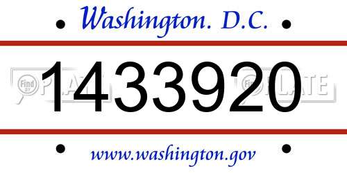 1433920 District Of Columbia License Plate