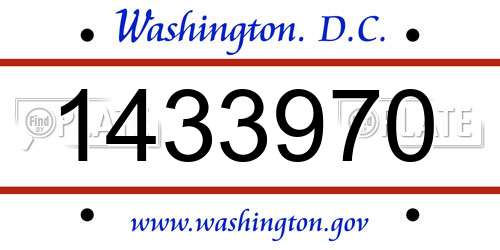 1433970 District Of Columbia License Plate