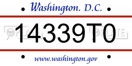 14339T0 District Of Columbia License Plate