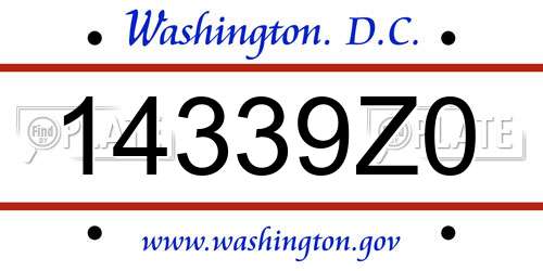 14339Z0 District Of Columbia License Plate