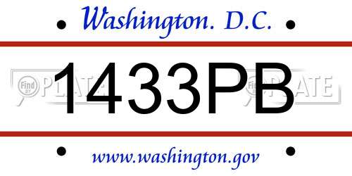 1433PB District Of Columbia License Plate