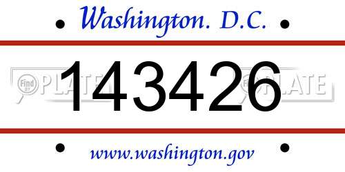 143426 District Of Columbia License Plate