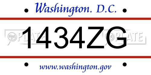 1434ZG District Of Columbia License Plate
