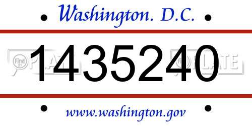 1435240 District Of Columbia License Plate