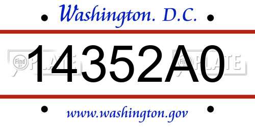 14352A0 District Of Columbia License Plate