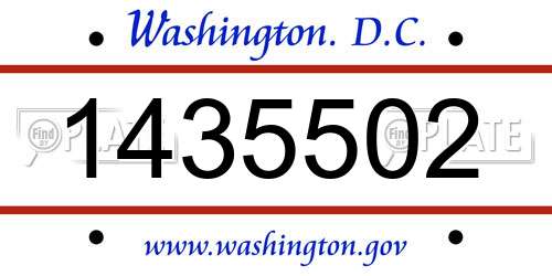 1435502 District Of Columbia License Plate