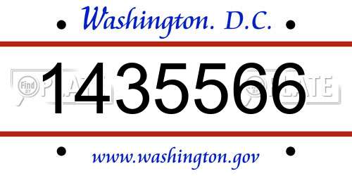 1435566 District Of Columbia License Plate
