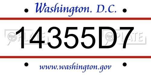 14355D7 District Of Columbia License Plate