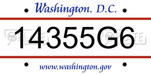 14355G6 District Of Columbia License Plate